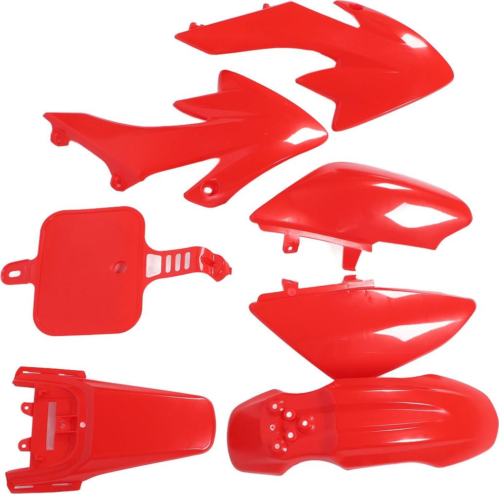 Motorrad-Verkleidungs-Karosseriearbeitssatz, Kunststofffolie, komplettes Spritzschutz-Set für CRF50 XR50 50 cc bis 160 cc, Rot