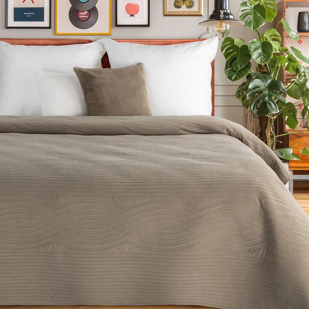 Elegante Tagesdecke VELVET2 Beige 220x240 cm