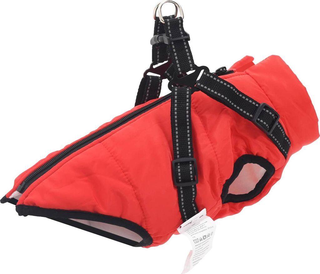 "Schlussverkauf" Hundemantel Winddicht & Wasserabweisend - mit Geschirr Rot S Fleece und Polyester C17013