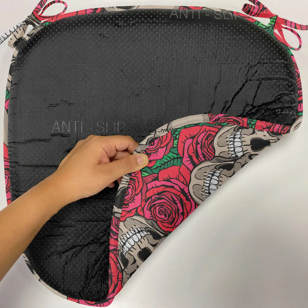 ABAKUHAUS Lot de 4 Coussins de Chaise 40x40cm Crânes et Fleurs Rétro
