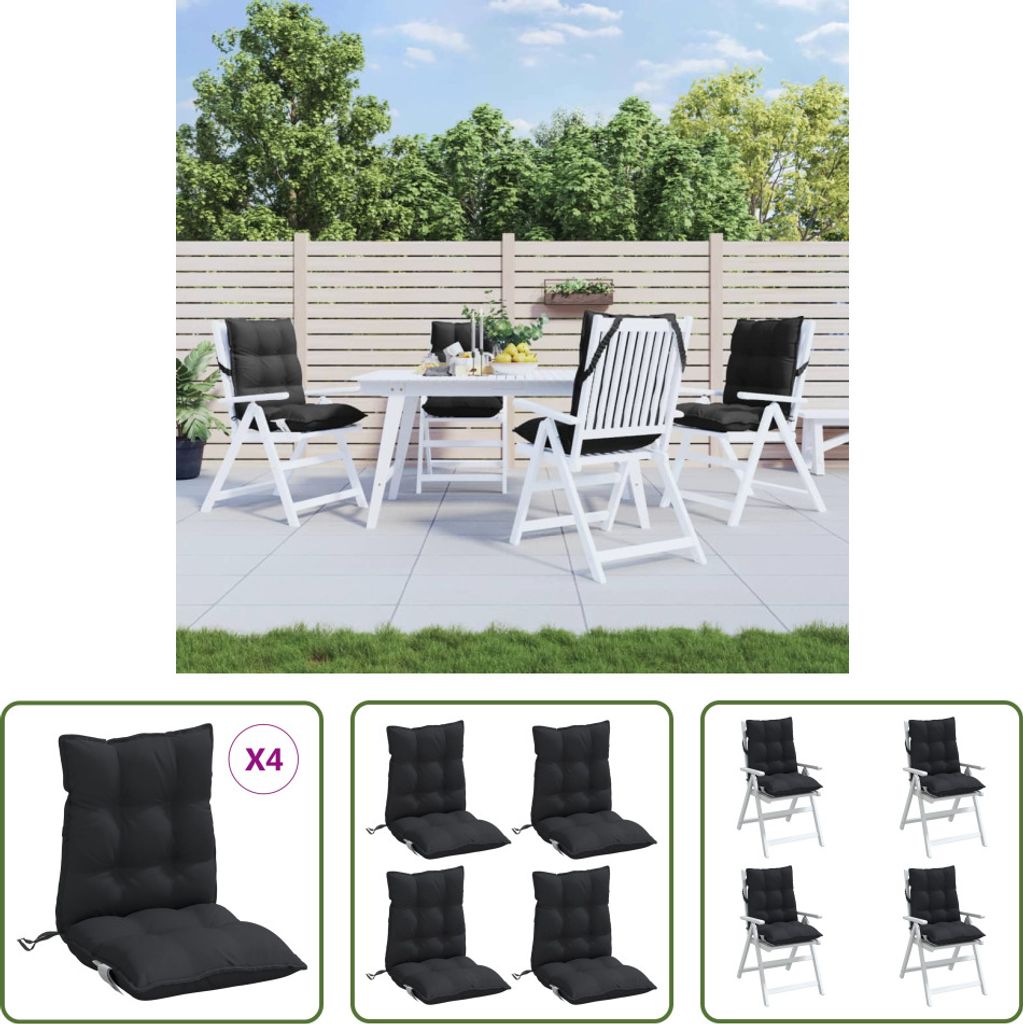 The Living Store Niedriglehner-Auflagen 4 Stk. Schwarz Oxford-Gewebe