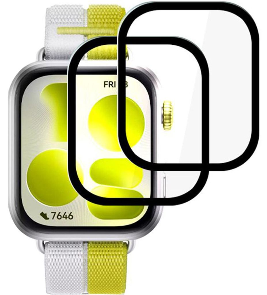 2x Hybridglas für Huawei Watch Fit 5, Tech-Protect Glass Flex Plus, Transparent mit Schwarzem Rahmen