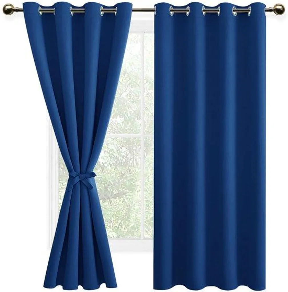 Rideaux occultants bleu royal anti-froid et lumière - Lot 2 132x160