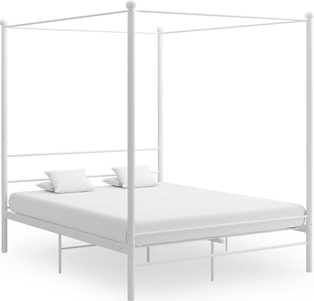 Ankonbej Himmelbett Weiß Metall 160x200 cm