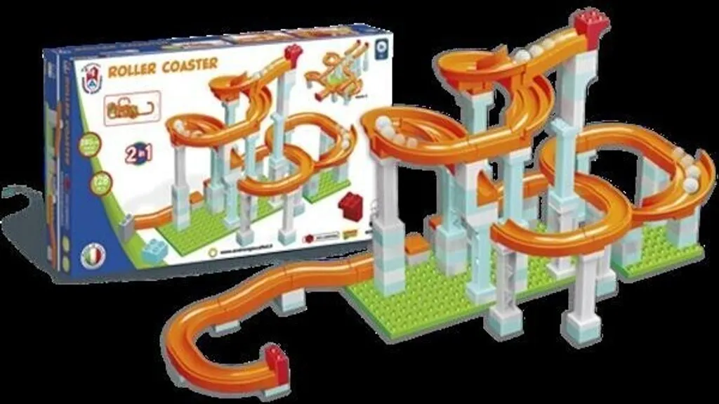 Jeu de Construction Circuit de Billes avec Rails Flexibles - 128 pcs - 8