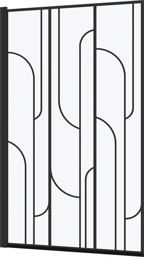 Écran de baignoire pivotant Art Déco 80x140 noir mat et arrondi