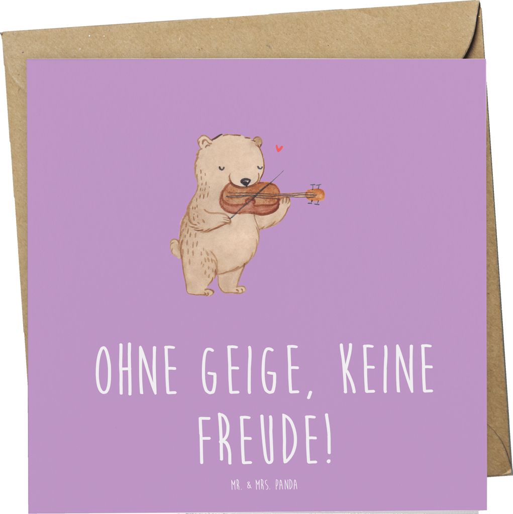 Mr. & Mrs. Panda Glückwunschkarte Geige Freude - Lavendeltraum - Geschenk, Instrument, doppelkarte, Lernen, Musik, Musiker, Orchester, Violine, Mu...