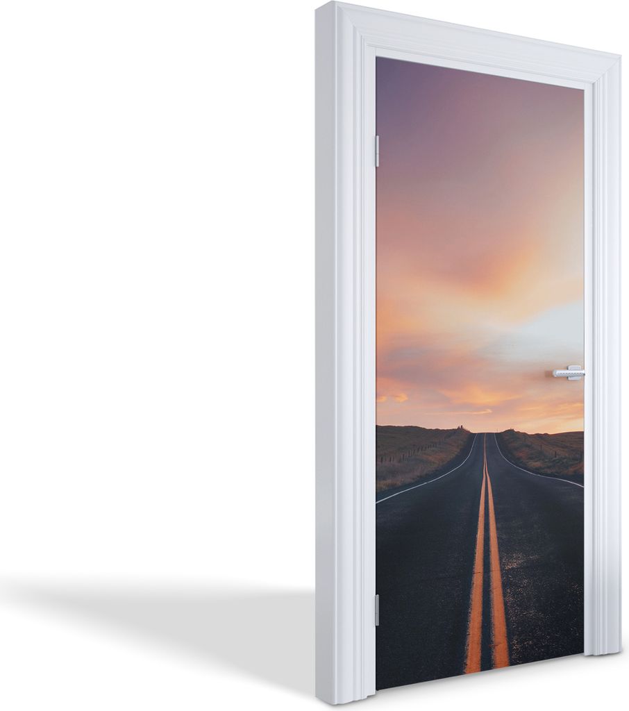 Türfolien Design Selbstklebende Wandsticker Türtapeten - Straße in der Abenddämmerung - 95 x 205 cm