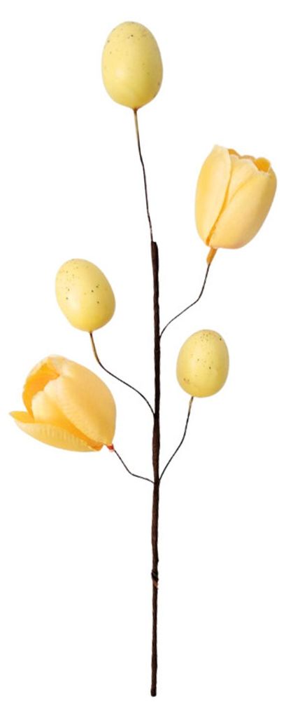 Ostereier-Arrangement: Künstliche Tulpenstiele mit Eiern, ideal als Vasenfüller oder Tischdekoration.