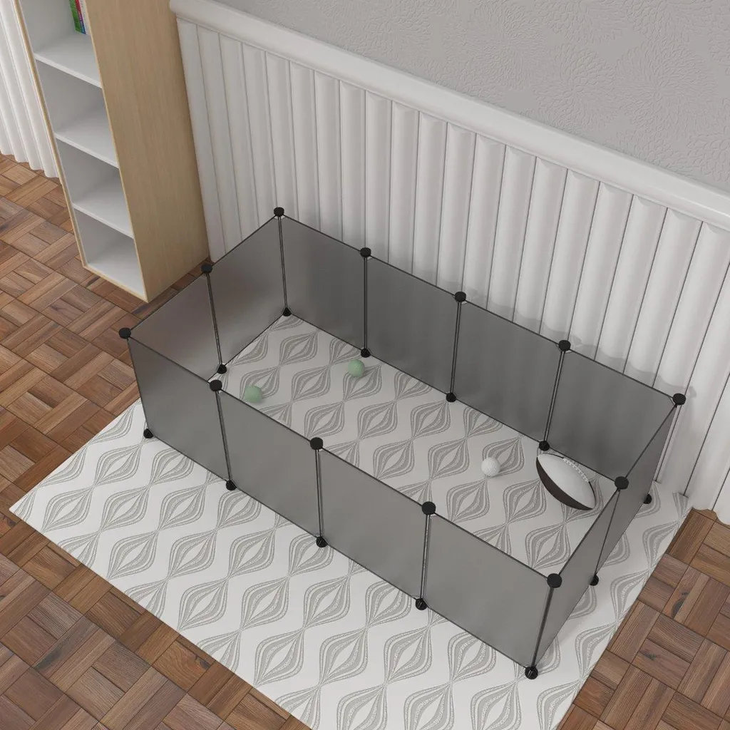 Enclos intérieur pour chatons et chiots modulable Happyment Gris