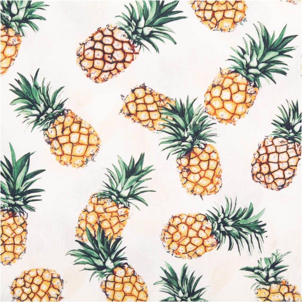 Baumwollstoff Popeline Stoff Ananas ecru gelb grün Meterware