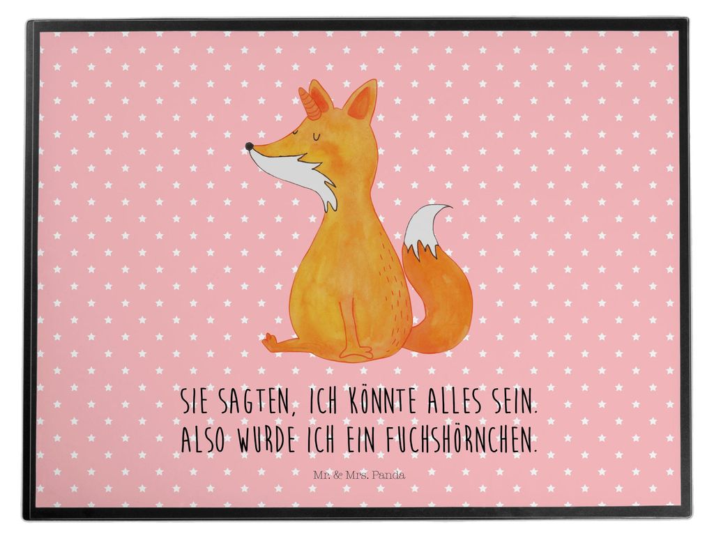 Mr. & Mrs. Panda schreibauflage Einhorn Fuchs - Rot Pastell - Geschenk, Fuchshörnchen, tischschutz, tischauflagen, Füchse, schreibtischunterlagen...
