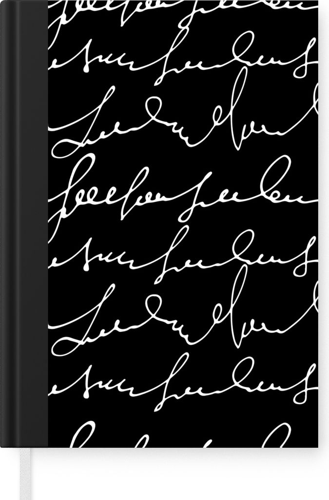 MuchoWow Notizbuch Tagebuch Haushaltsbuch Notebook A5 Buchstaben - Schwarz - Weiß - Muster - Notizblock - Notizheft - Notebook - Schreibblock - ...