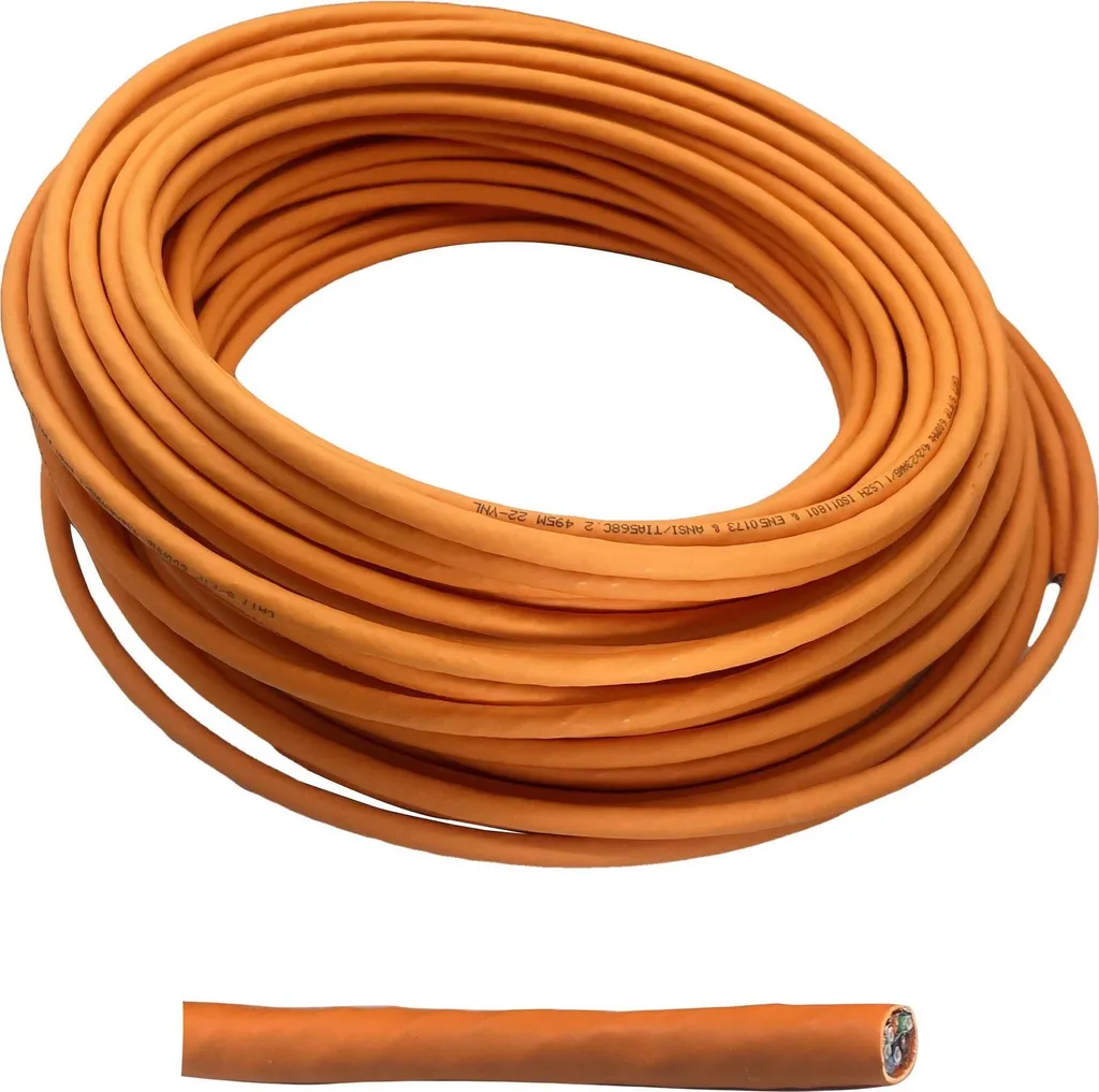 Helos 263841 Câble de pose Cat 7 S/FTP Orange monobrin pour réseau Gbit