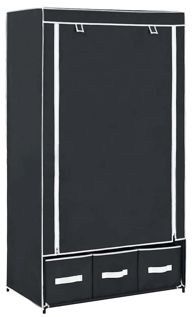 vidaXL Šatní skříň černá 87 x 49 x 159 cm Látka Obrázek produktu 