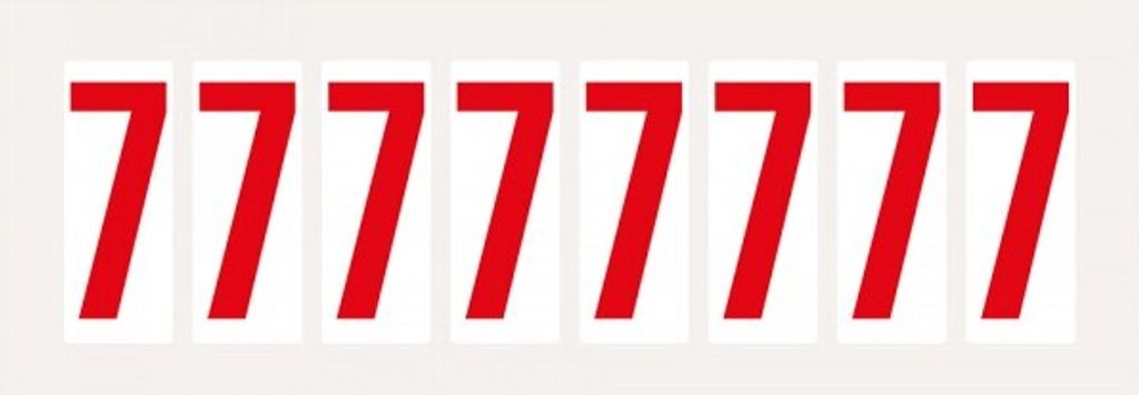 Dreifke Aufkleber I Ziffer 7, weiß/rot, Folie, Schrifthöhe 50mm, 22x57mm, 16...