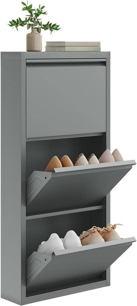 WOLTU Schuhschrank mit 3 Klappen, Schuhkommode, aus Metall, Produktbild 