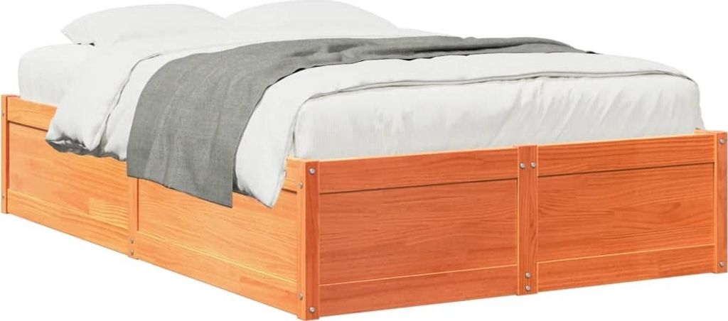 (NEU 2026) Massivholzbett/Bettrahmen, ohne Matratze, Wachsbraun 120x190 cm - Kiefernholz - Klassische Betten - 33.4 kg