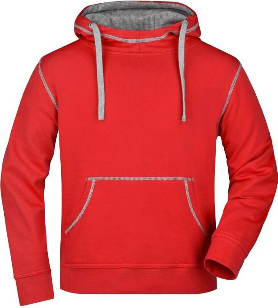 Kapuzensweat mit modischen Kontrastnähten red/grey-heather, Gr. L