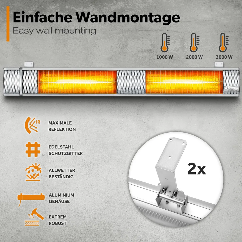 Chauffage Radiant 3000W à 3 Niveaux avec Télécommande et Couvercle - 4