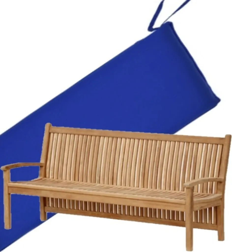 Cuscino Seduta 180x54cm Blu Poliestere per Panca Pescara Teako