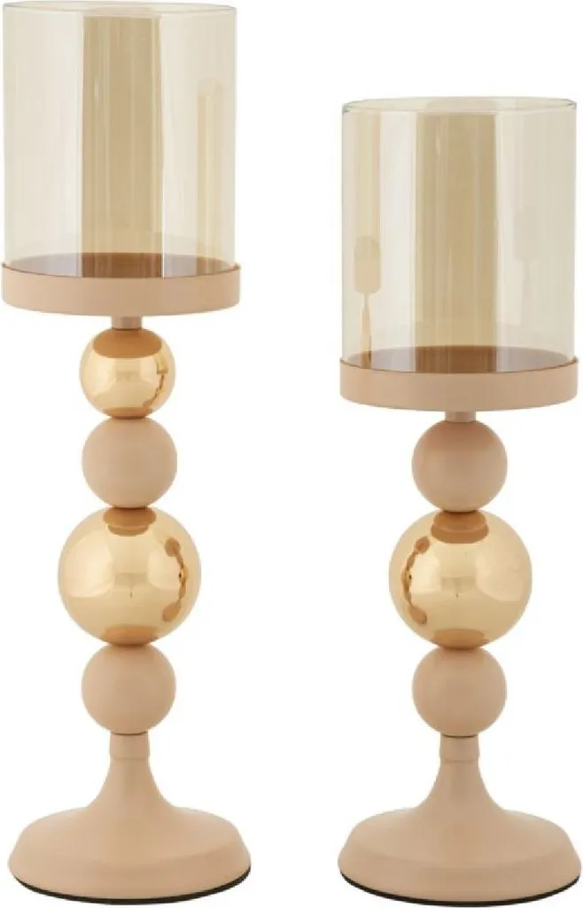 Offerta Set 2 Portacandele Glassy Rosa | Vetro Arredo Casa 32/36 cm