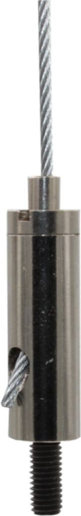 Drahtseilhalter / Gripper 15, Außengewinde M5 Gewindeüberstand 10mm, Seil Ø1,0-1,5mm | vernickelt