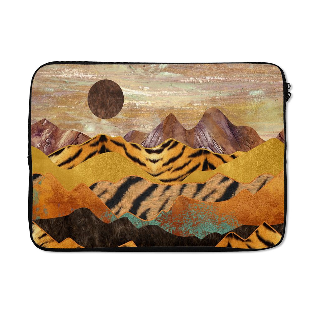 MuchoWow Laptop Hülle 14 ZollMarmor - Tigerdruck - Gold Laptoptasche - Laptoptasche - Stoßsicher - Schutzhaube