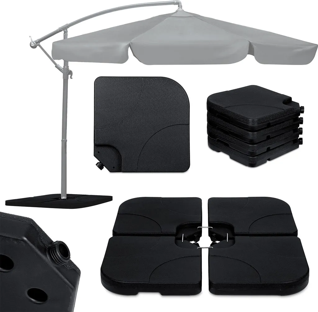 Base pour parapluie de jardin Plonos - Pied de parasol robuste noir
