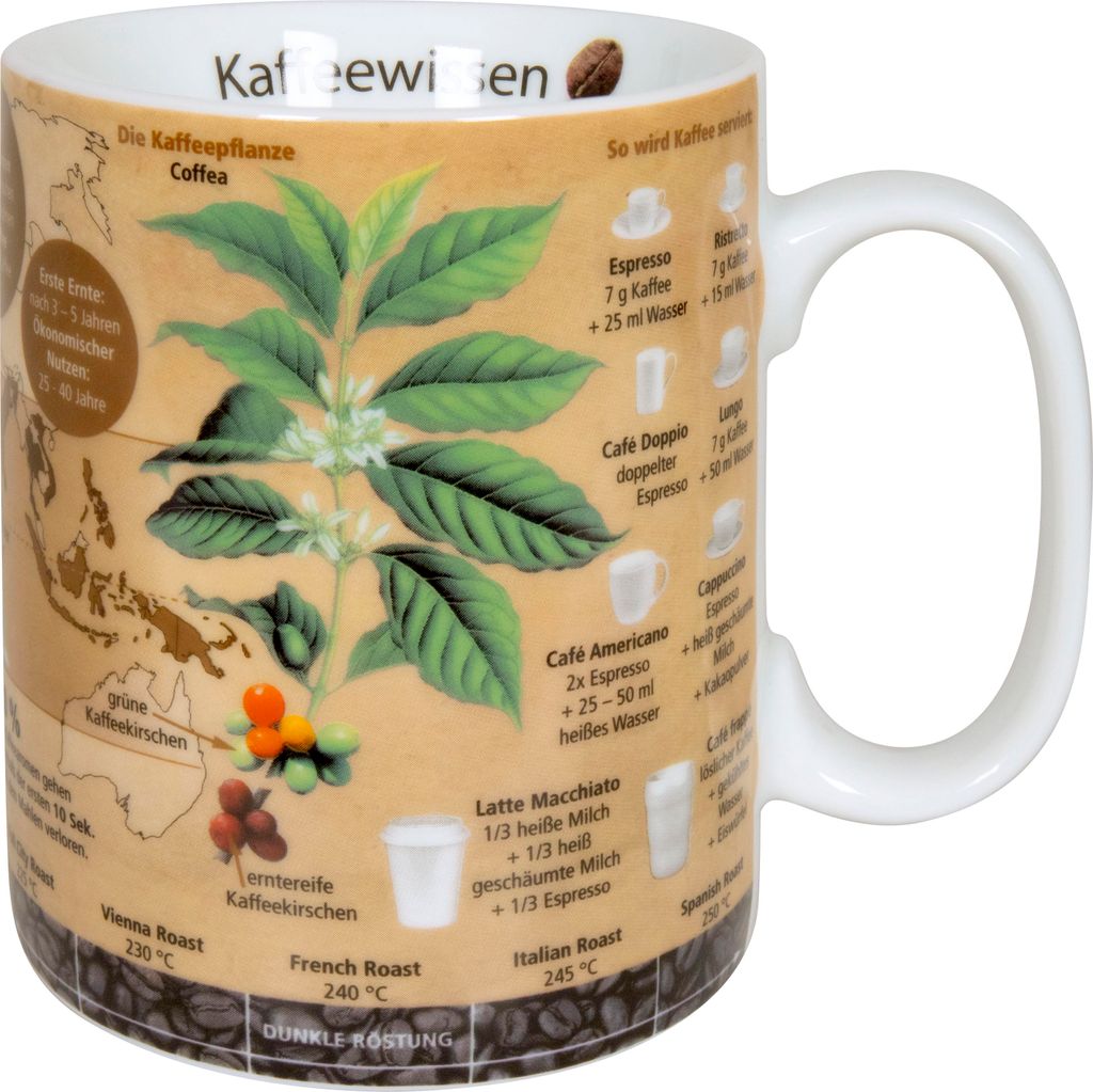 KÖNITZ 1113302637 Wissensbecher KAFFEEWISSEN 490 ml aus Porzellan / Motivbecher
