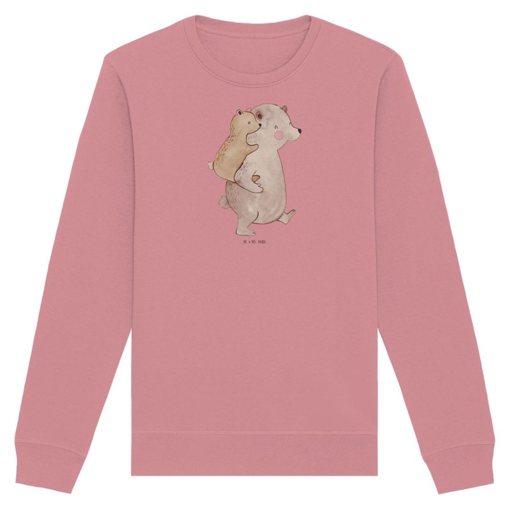 Mr. & Mrs. Panda Organic Baumwolle Pullover Papa Bär Größe S - Canyon Pink - Geschenk, Sweatshirt, Pulli, Baumwoll, Bio, Vatertag, Geburtstag, S...