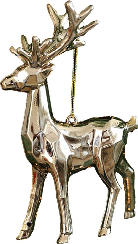 Weihnachtsschmuck aus glitzerndem Kunststoff in Gold: Schneeflocken, Rentiere und Engel zum Aufhängen für den Weihnachtsbaum – Winterdekoration