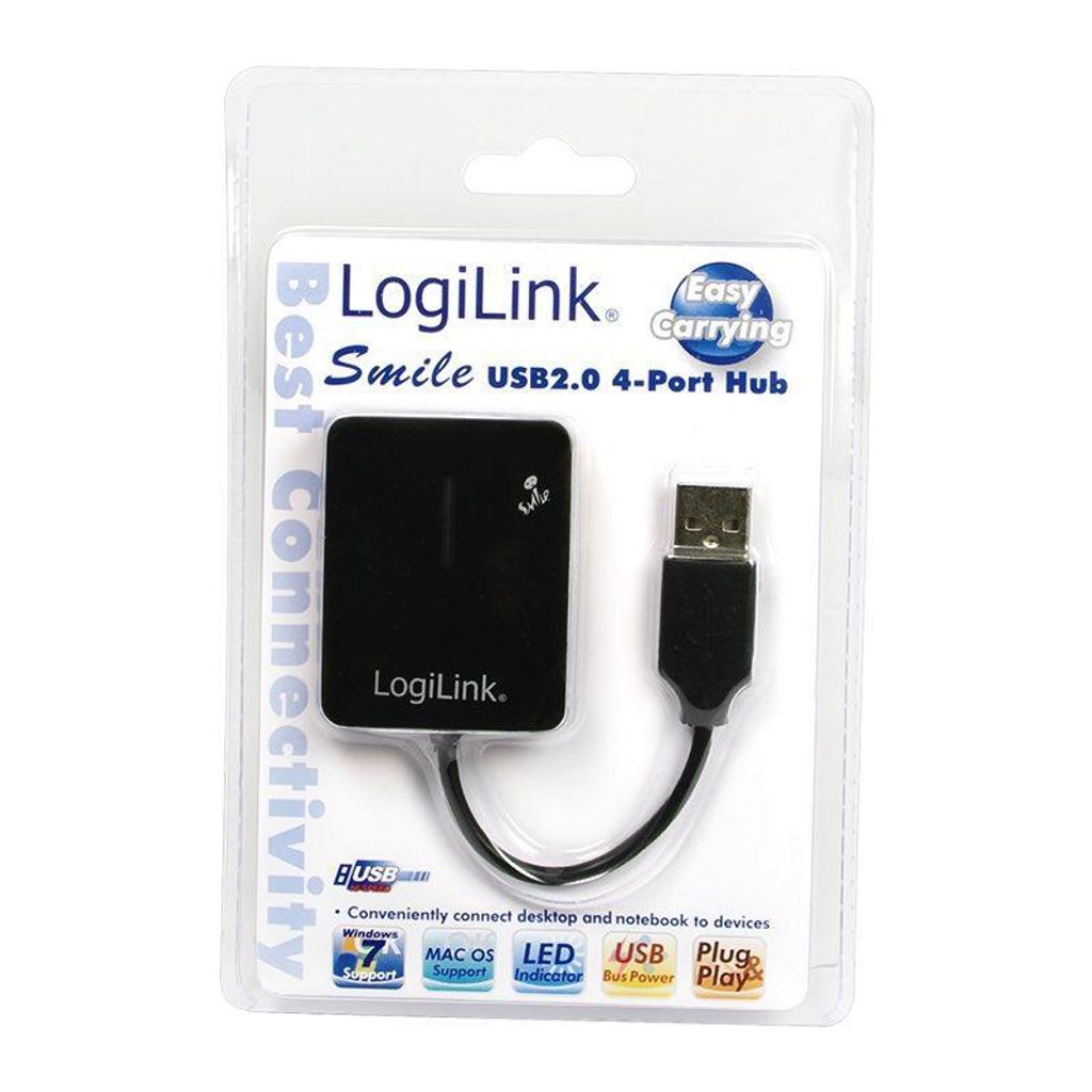 Logilink USB-HUB "Smile" 4-Port o. NT schwarz Obrázek produktu 