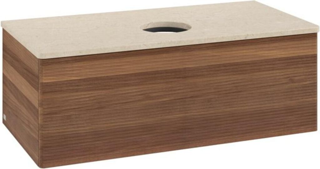 V&B Waschtischunterschrank mit Frontstruktur, mit Beleuchtung Antao 100x36x50cm, WBP-farbe botti., w. walnut