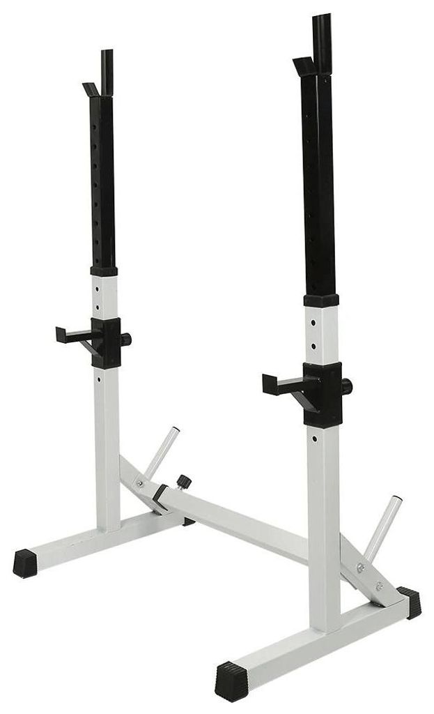 Langhantelständer / Squat Rack - Höhenverstellbar 75 cm - Tragkraft 200 kg - Multifunktional - Für Krafttraining - Weiß