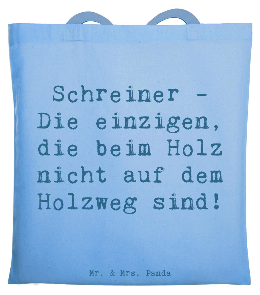 Mr. & Mrs. Panda Schultasche Spruch Schreiner Handwerk - Sky Blue - Geschenk, Geschenke mit Herz, Holzliebhaber, personalisierte, Laptoptasche, Jut...