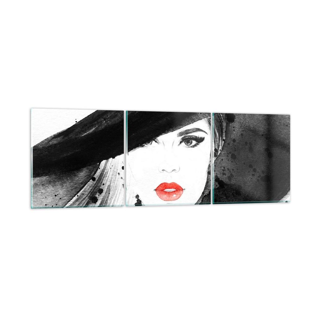Bilder auf glas - Frau Gesicht Lippen - 120x40cm - Glasbilder - Wandbilder - Kunstdruck - zum Aufhängen bereit - Wanddekoration aus Glas - Glas Bi...