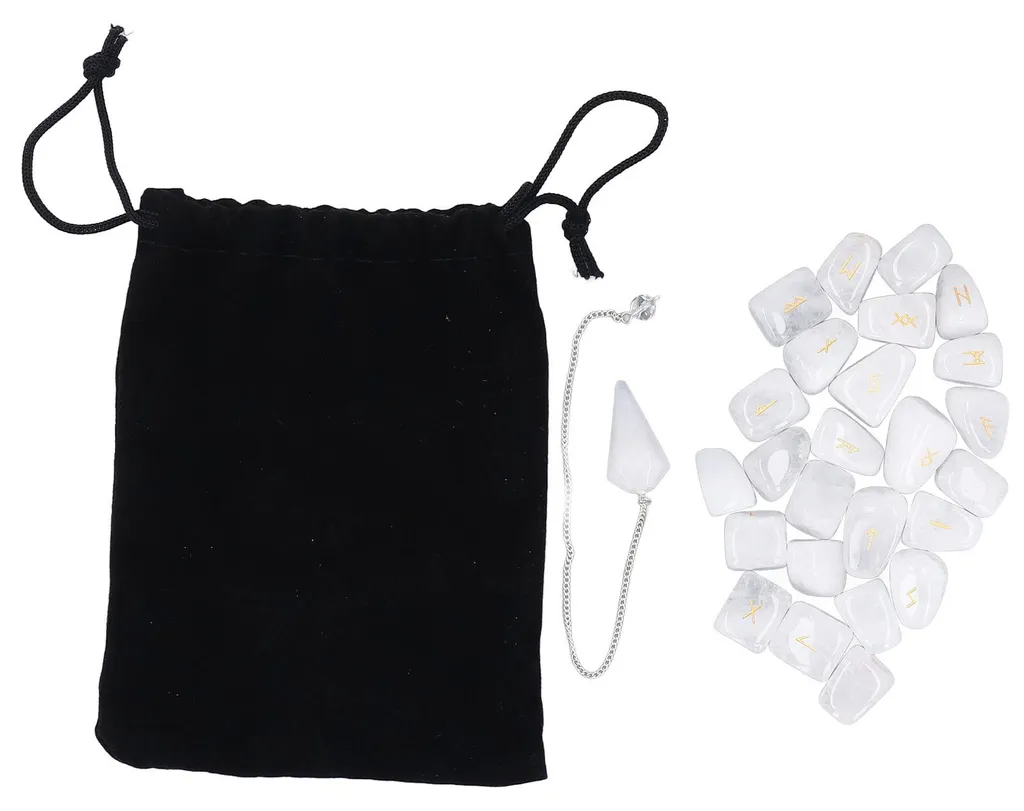 Set de Divination Runique Blanc pour Guidance Spirituelle et Méditation