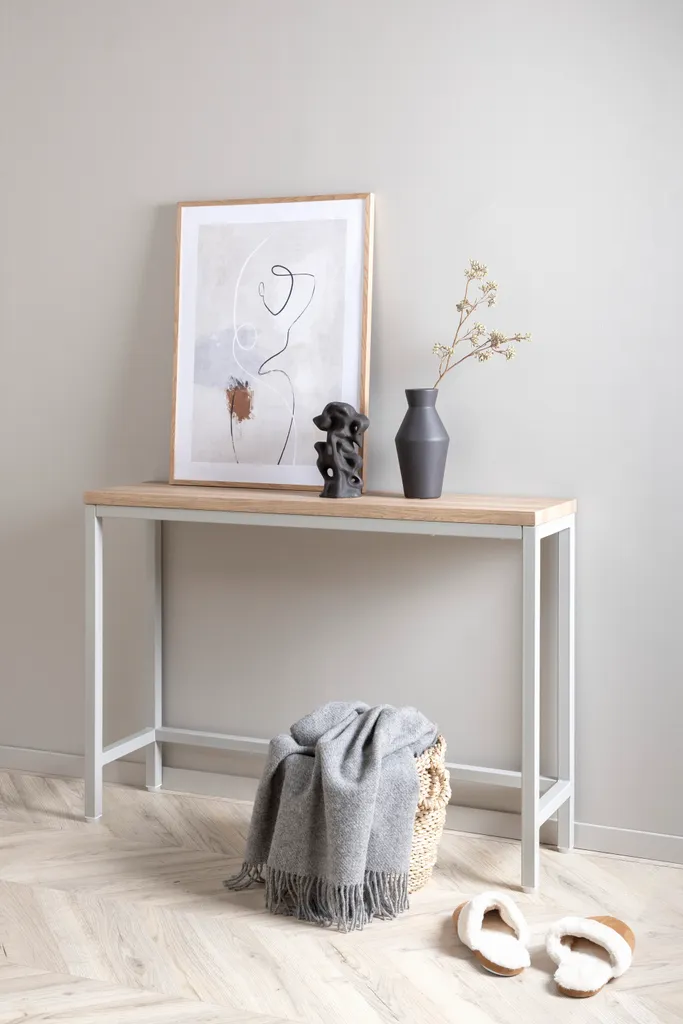 Table console Rise 30x110 cm finition frêne gris avec structure robuste - 8