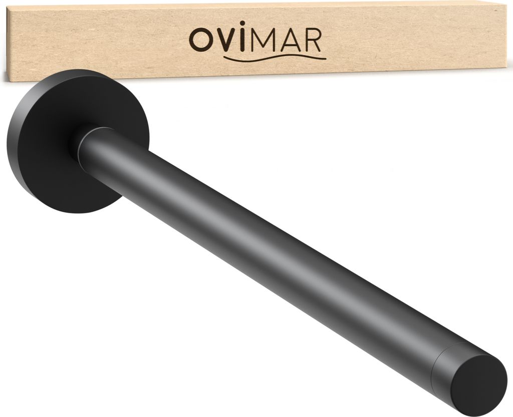 ovimar Handtuchstange Teleskop Moffen | Edelstahl | schwarz | zum Bohren | ausziehbar als Handtuchhalter für Handtücher | Halterung zum Bohren od...