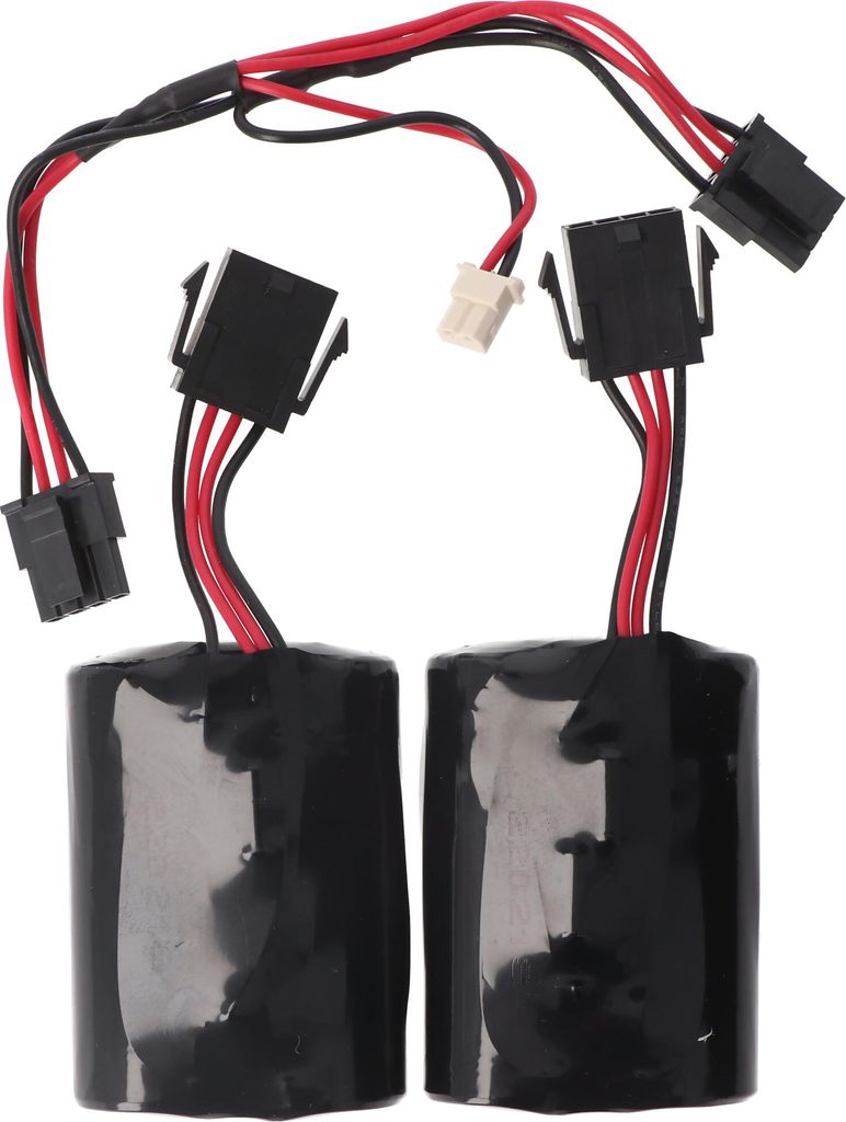 Two battery packs with wires and connectors.