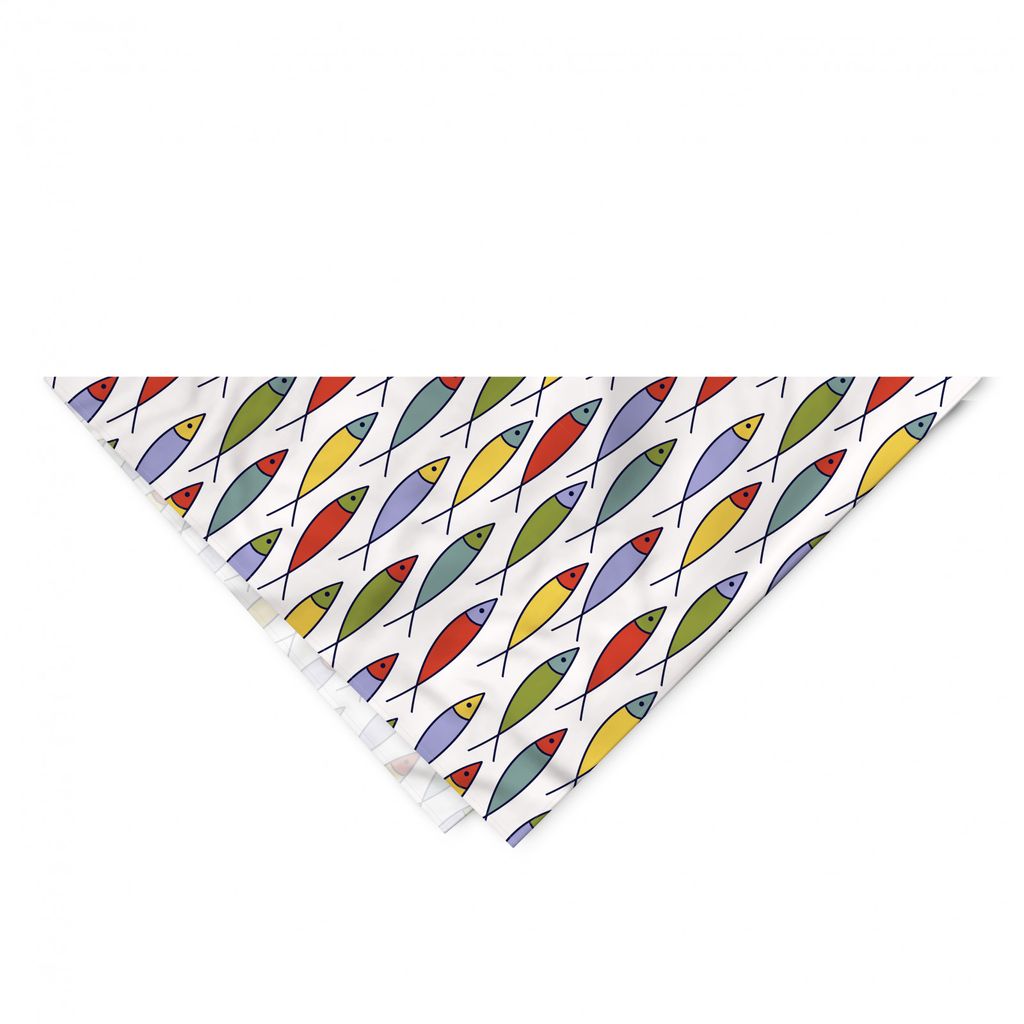 ABAKUHAUS Bunt Haustier Bandana, Fisch Kinder Tiere, 55x55 cm, Mehrfarbig