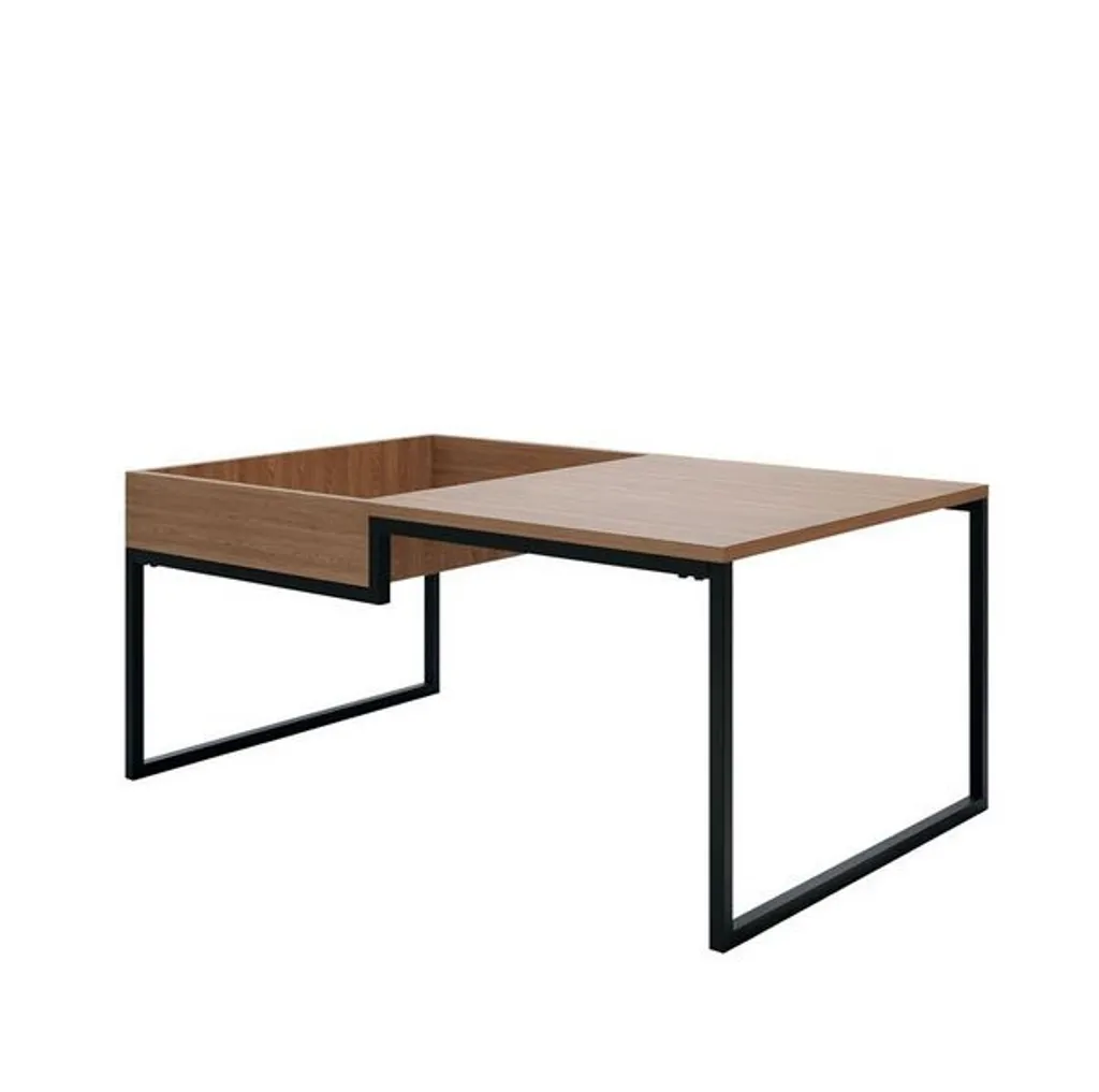 Table basse bois et métal LOURIZ – Style bicolore chêne / noir 110cm