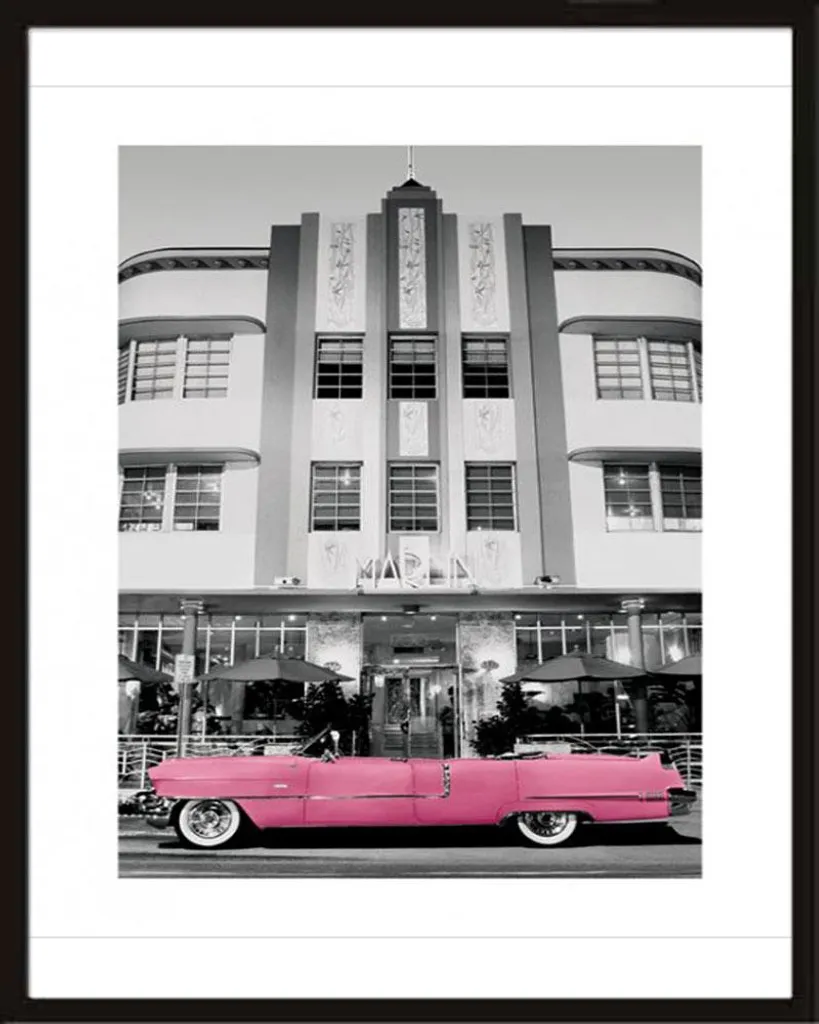 Affiche Pink Cadillac avec Cadre Amovible Shinsuke Mini et Vitre Anti-UV