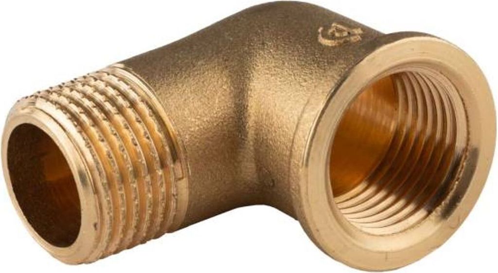 Messing Gewinde-Fitting 90° Winkel 1/2'IG - 1/2'AG (DN 15) Produktbild 