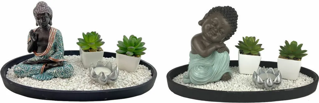 Aménagez un jardin relaxant avec ce duo de figurines orientales 32 cm