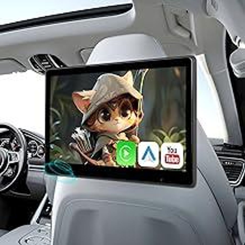 CAMECHO Tragbarer-Auto-Kopfstützen-Videoplayer,Monitor mit 10.1 Zoll IPS HD Touchscreen unterstützt Carplay/Android Auto Super Link Bluetooth FM,...