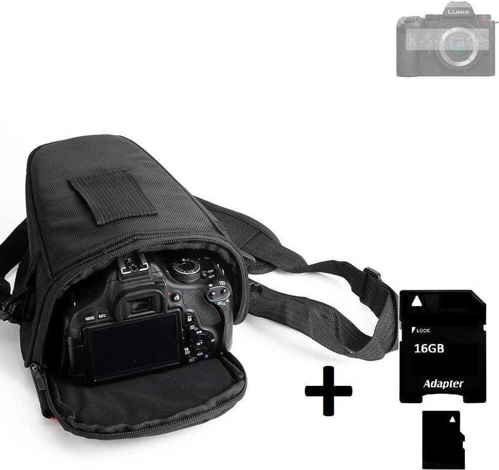 K-S-Trade Schultertasche kompatibel mit Panasonic Lumix DC-G9ll Colt Kameratasche für Systemkameras DSLR DSLM SLR, Bridge etc., + 16GB Speicherkarte