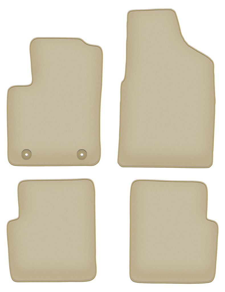 Velours-Fußmatten PREMIUM beige passend für Ford Ka MK2 FL (2012-2018, Schrägheck) – mit Befestigungen – passgenau