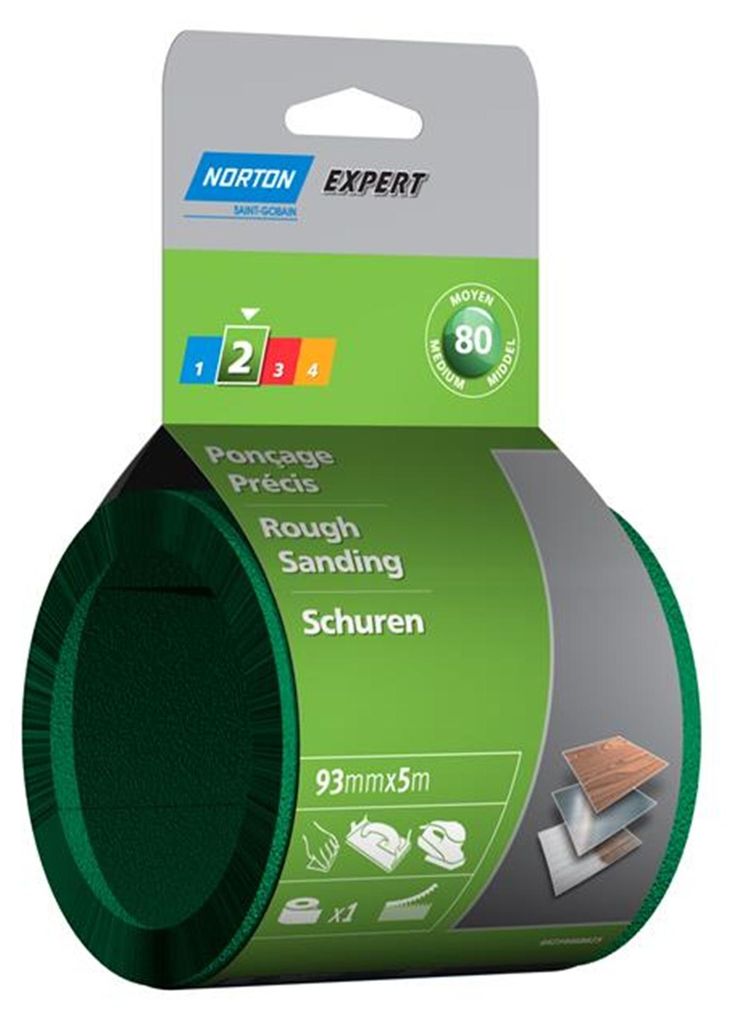 Norton Expert Schleifrolle mit Klettbeschichtung 93 mm x 5 mtr K80